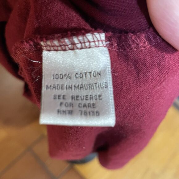 Y2K M. Mac Cotton Dress Maroon Pink Leaf Print 1X Vermont Country Store Comfy - Picture 5 of 8